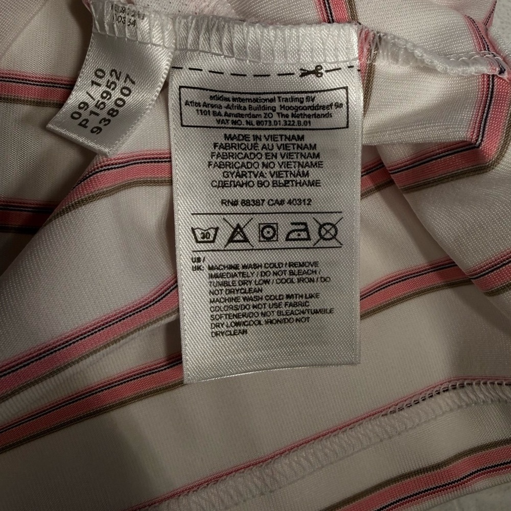 Adidas Women’s ClimaCool Golf Polo Shirt Size M White Pink Striped New with Tags - Picture 8 of 10